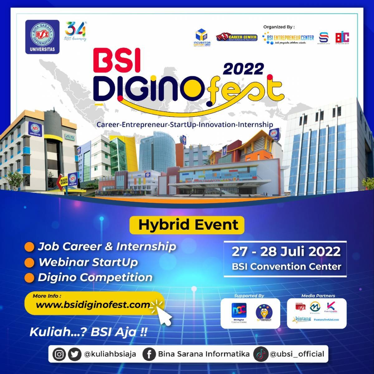 Diginofest - Digitalpreneur Career Startup Innovation and Internship Festival Universitas BSI