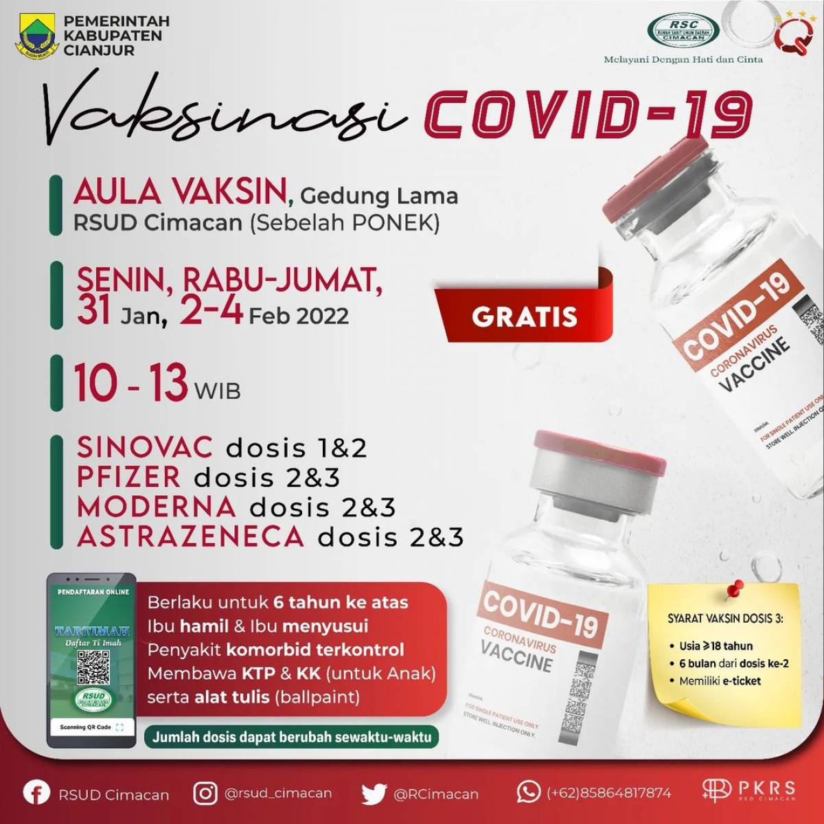 RSUD Cimacan Cianjur Membuka Vaksinasi Booster Untuk Masyarakat Umum