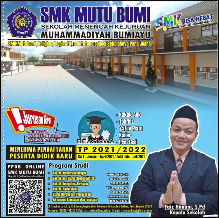 SMK Muhammadiyah Bumiayu Membuka Pendafataran Gratis Bagi Siswa Baru Jalur Regular Maupun Beasiswa