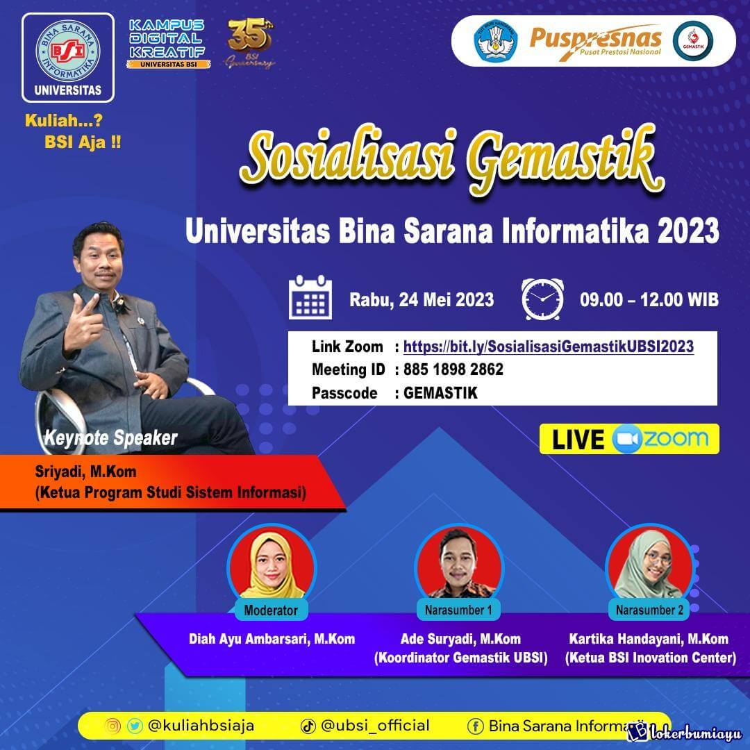 Sosialisasi Gemastik Tingkat Universitas BSI