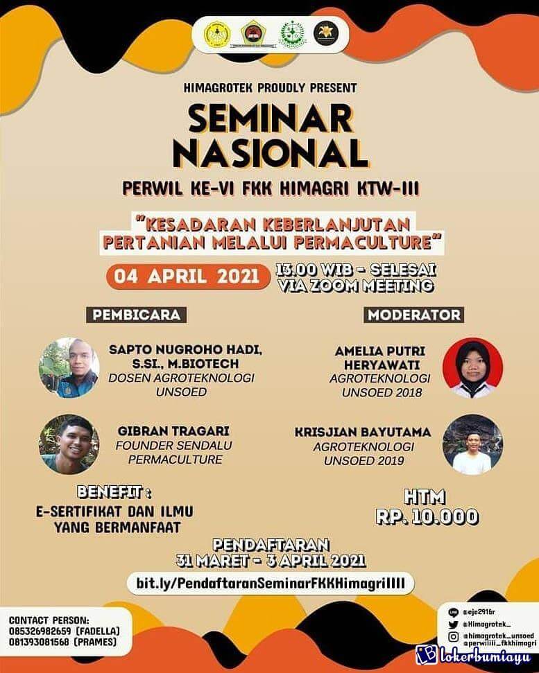 Seminar Nasional Kesadaran keberlanjutan Pertanian Melalui Permaculture