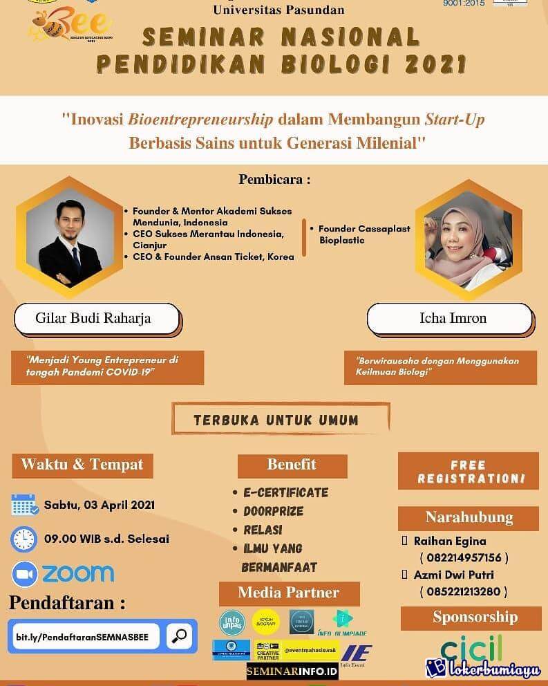 Seminar Nasional Inovasi Bioentrepreneurship dalam Membangun Start Up Berbasis Sains untuk Generasi Milenial