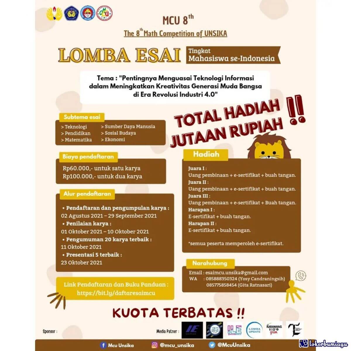 Lomba Esai tingkat Mahasiswa SeIndonesia