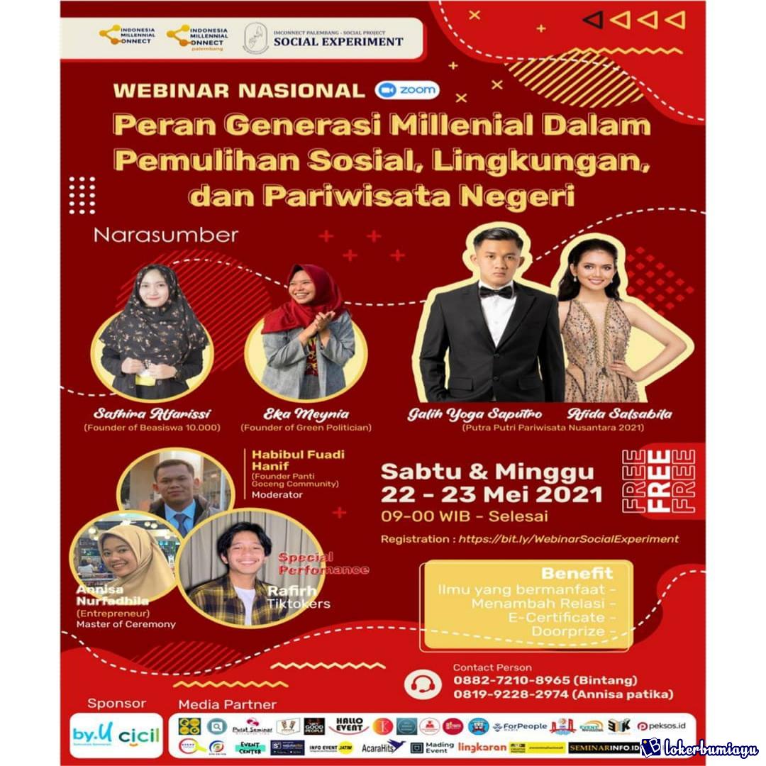Webinar Nasional Peran Generasi Milenial dalam Pemulihan Sosial Lingkungan dan Pariwisata Negeri