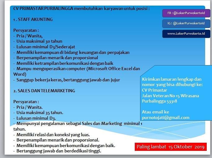 CV PRIMASTAR PURBALINGGA