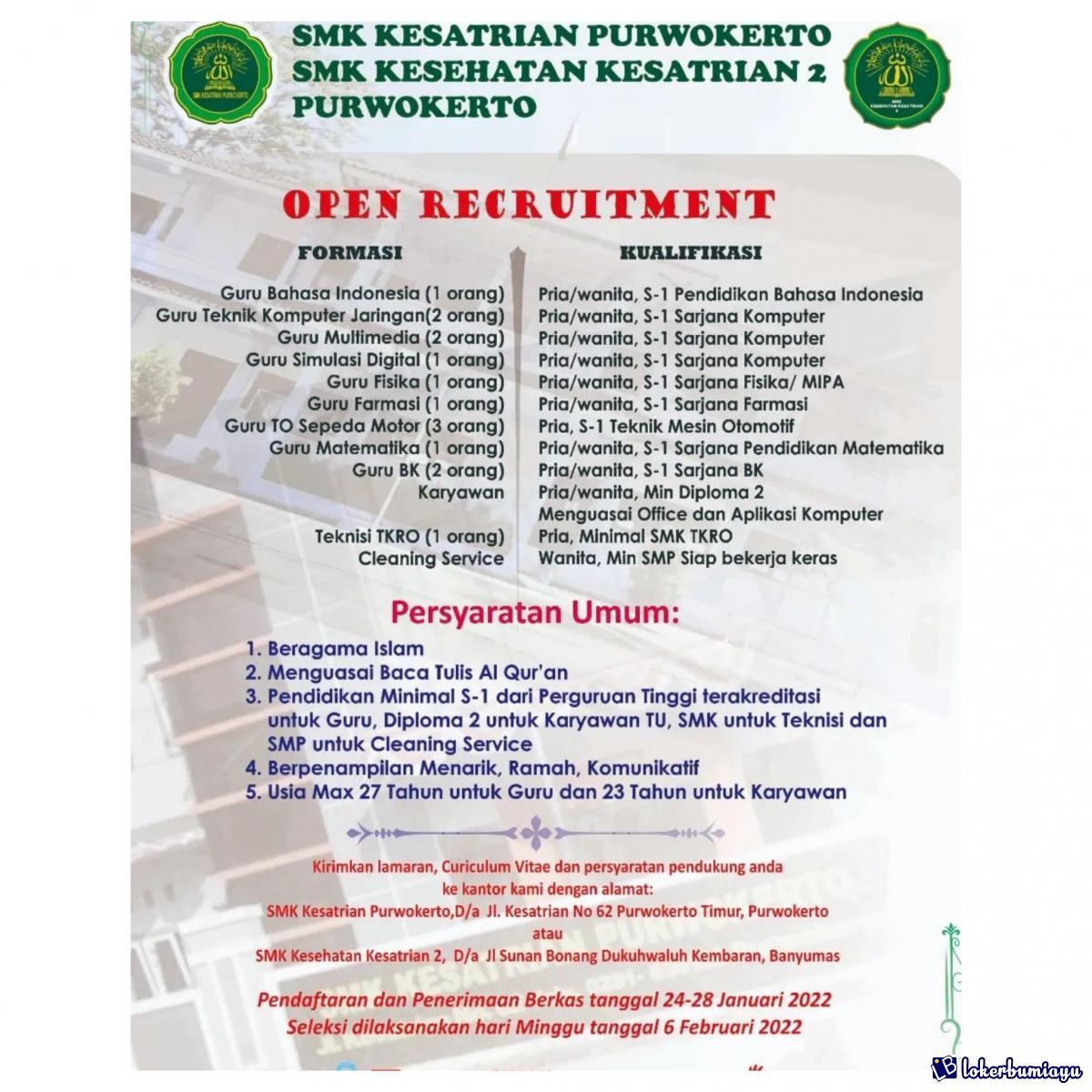 SMK Kesatrian Purwokerto dan SMK Kesehatan Kesatrian 2 Purwokerto