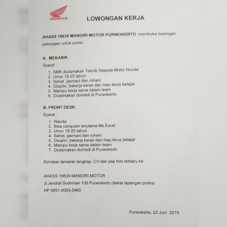 AHASS MANDIRI MOTOR PURWOKERTO